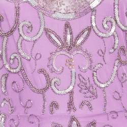 Pre Owned Just Cavalli Lavender Tulle Embellished Sleeveless Maxi Dress M