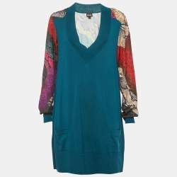 Pre Owned Just Cavalli Multicolour Knit and Satin Sweaters M