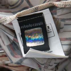 Pre Owned Just Cavalli Lipstick Printed Silk Satin Contrast Collar Shirt M