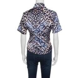 Pre Owned Just Cavalli Multicolor Animal Print Short Sleeve Blouse M