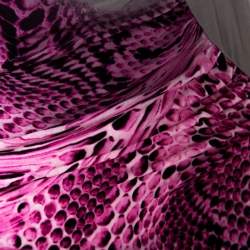 Pre Owned Just Cavalli Grey and Pink Animal Printed Ruched Long Sleeve Top S