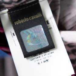 Pre Owned Just Cavalli Grey and Pink Animal Printed Ruched Long Sleeve Top S