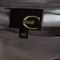 Pre Owned Just Cavalli Grey and Pink Animal Printed Ruched Long Sleeve Top S