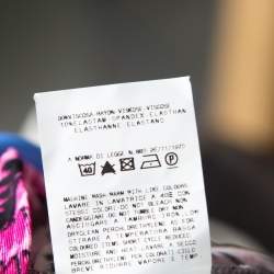 Pre Owned Just Cavalli Grey and Pink Animal Printed Ruched Long Sleeve Top S