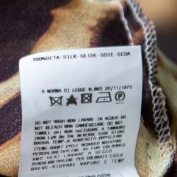 Pre Owned Just Cavalli Dark Brown Leopard Print Silk Draped Cowl Neck Top S