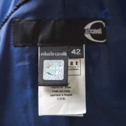 Pre Owned Just Cavalli Red Floral Appliqued Leather Jacket M