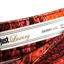 Pre Owned Just Cavalli Red Python Printed Denim Skinny Jeans S