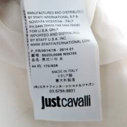 Just Cavalli White Crepe Ruffled Cuff Lace Neck Trim Detail Studded Blouse M