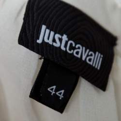 Just Cavalli White Crepe Ruffled Cuff Lace Neck Trim Detail Studded Blouse M