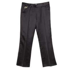 Just Cavalli Black Wool Logo Plaque Detail Straight Fit Trousers S