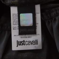 Pre Owned Just Cavalli Black Geometric Print Belted Long Sleeve Dress M