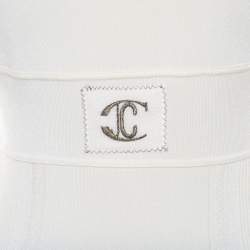 Pre Owned Just Cavalli Cream Rib Knit Long Sleeve Fitted Top M