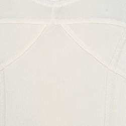 Pre Owned Just Cavalli Cream Rib Knit Long Sleeve Fitted Top M