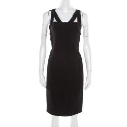 Pre Owned Just Cavalli Black Knit Cutout Back Detail Sleeveless Midi Dress S