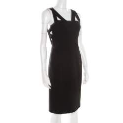 Pre Owned Just Cavalli Black Knit Cutout Back Detail Sleeveless Midi Dress S