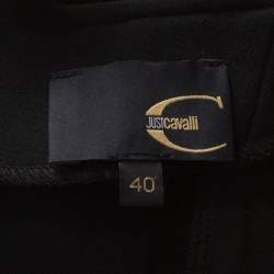 Pre Owned Just Cavalli Black Knit Cutout Back Detail Sleeveless Midi Dress S