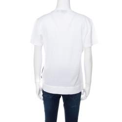 Pre Owned Just Cavalli Black and White Printed Studded Crew Neck T-Shirt L