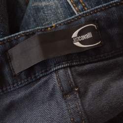 Pre Owned Just Cavalli Indigo Dark Wash Faded Effect Denim Straight Fit Jeans M