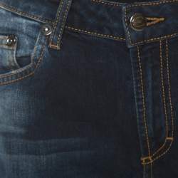 Pre Owned Just Cavalli Indigo Dark Wash Faded Effect Denim Straight Fit Jeans M