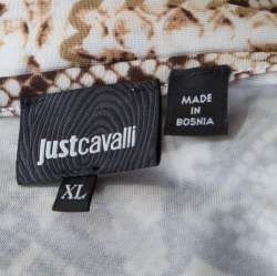 Pre Owned Just Cavalli Brown and Beige Python Scale Printed Jersey Dress XL