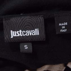 Just Cavalli Black Jersey Animal Printed Trim Scoop Neck T-Shirt S