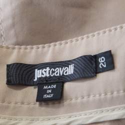 Just Cavalli  Beige Stretch Cotton Contrast Cuff Detail Mini Shorts S