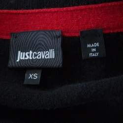 Just Cavalli Bicolor Textured Knit Wool Button Front Cardigan XS
