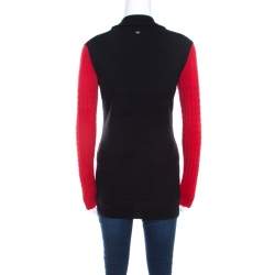 Just Cavalli Bicolor Textured Knit Wool Button Front Cardigan XS