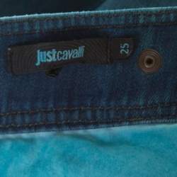 Just Cavalli Indigo Pigment Overdyed Denim Zipper Detail Tapered Jeans S