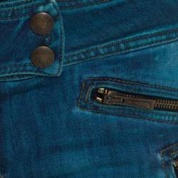 Just Cavalli Indigo Pigment Overdyed Denim Zipper Detail Tapered Jeans S