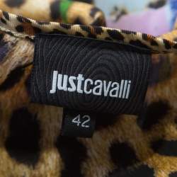 Pre Owned Just Cavalli Multicolor Leopard and Floral Print Cap Sleeve Shift DressM
