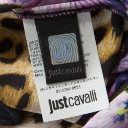Pre Owned Just Cavalli Multicolor Leopard and Floral Print Cap Sleeve Shift DressM