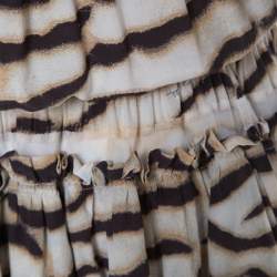 Pre Owned Just Cavalli Tiger Stripe Print Mesh Insert Smocked Waist Dress S