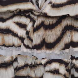 Pre Owned Just Cavalli Tiger Stripe Print Mesh Insert Smocked Waist Dress S