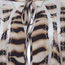 Pre Owned Just Cavalli Tiger Stripe Print Mesh Insert Smocked Waist Dress S
