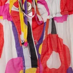 Pre Owned Just Cavalli Multicolor Geometric Print Cotton Voile Sleeveless Dress M