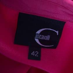 Just Cavalli Pink Silk Pleated Front Rolled Cuff Detail Blouse M 