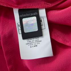 Just Cavalli Pink Silk Pleated Front Rolled Cuff Detail Blouse M 