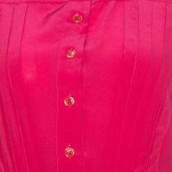 Just Cavalli Pink Silk Pleated Front Rolled Cuff Detail Blouse M 