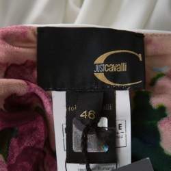 Pre Owned Just Cavalli Multicolor Floral Print Jersey Draped Maxi Dress L