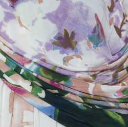 Pre Owned Just Cavalli Multicolor Floral Print Jersey Draped Maxi Dress L