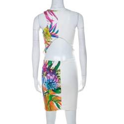 Pre Owned Just Cavalli Multicolor Digital Floral Print Jersey Cut Out Back Bodycon Dress S