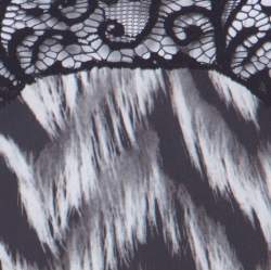 Pre Owned Just Cavalli Black & White Chevron Print Lace Trim Long Camisole Top S