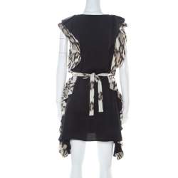 Pre Owned Just Cavalli Black Layered Ruffle Trim Cocktail Dress S