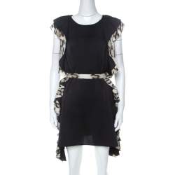 Pre Owned Just Cavalli Black Layered Ruffle Trim Cocktail Dress S