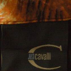 Pre Owned Just Cavalli Black Satin Contrast Collar and Cuff Button Front Shirt L