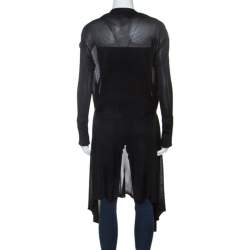 Pre Owned Just Cavalli Black Knit Waist Tie Detail Asymmetric Cardigan S