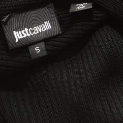 Pre Owned Just Cavalli Black Knit Waist Tie Detail Asymmetric Cardigan S