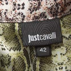 Just Cavalli Multicolor Printed Satin Button Front Blouse M