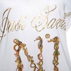 Pre Owned Just Cavalli Pale Pink Logo Print Jersey Oversized Sleeveless Top S